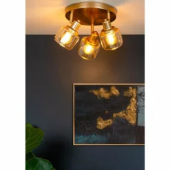 Luminaires Lucide Plafonnier Lucide BJORN Or, Laiton, 3 lumières