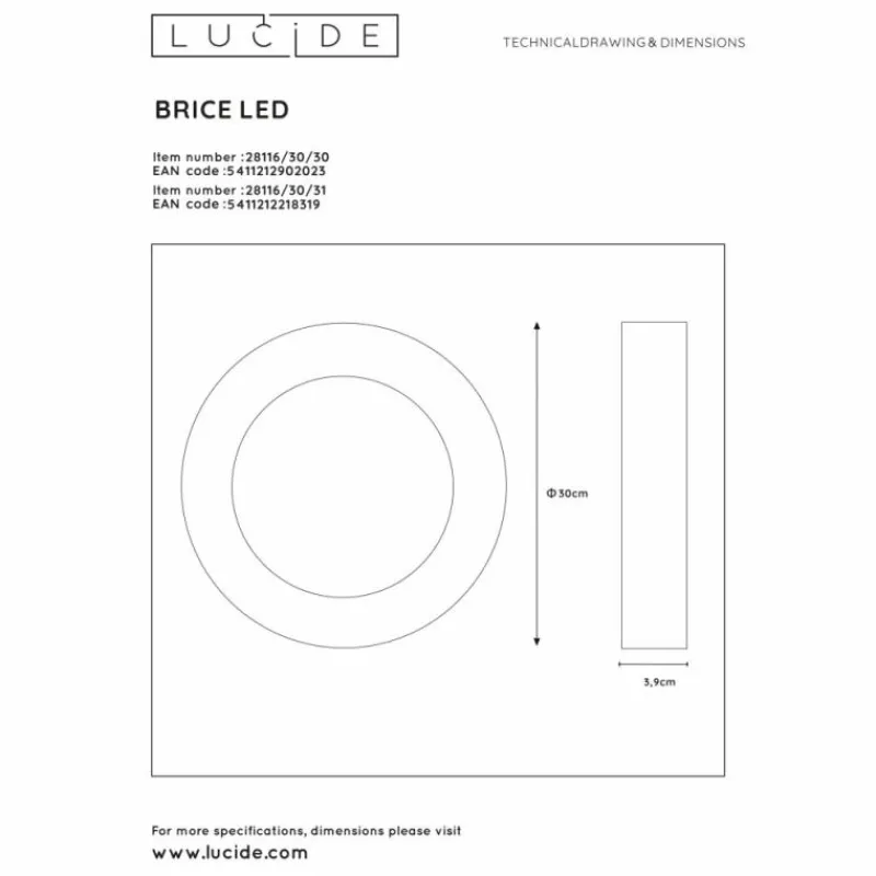 Luminaires Lucide Plafonnier Lucide BRICE LED Noir, 1 lumière* Éclairage Led