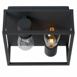Luminaires Rustiques-Luminaires Lucide Plafonnier Lucide CARLYN Noir, 2 lumières