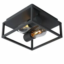 Luminaires Rustiques-Luminaires Lucide Plafonnier Lucide CARLYN Noir, 2 lumières