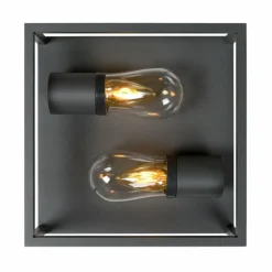 Luminaires Rustiques-Luminaires Lucide Plafonnier Lucide CARLYN Noir, 2 lumières