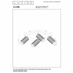 Luminaires Lucide Plafonnier Lucide CLUBS Noir, 4 lumières* Spots Et Projecteurs