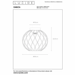 Lampes Dorées-Luminaires Lucide Plafonnier Lucide DANZA Or, Laiton, Noir, 1 lumière