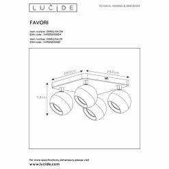 Luminaires Lucide Plafonnier Lucide FAVORI Noir, 4 lumières* Plafonniers