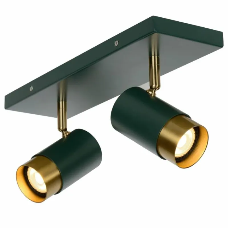 Lampes Dorées-Luminaires Lucide Plafonnier Lucide FLORIS Or, Vert, Laiton, 2 lumières