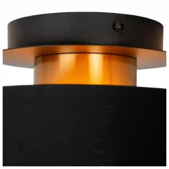 Lampes En Tissu-Luminaires Lucide Plafonnier Lucide FUDRAL Or, Laiton, Noir, 1 lumière