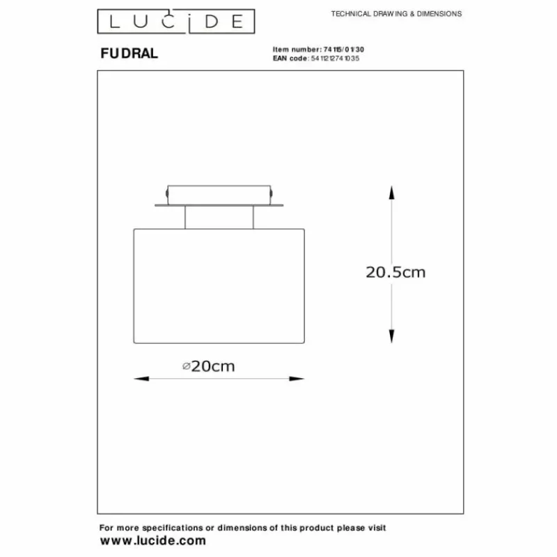 Lampes En Tissu-Luminaires Lucide Plafonnier Lucide FUDRAL Or, Laiton, Noir, 1 lumière