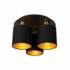 Lampes En Tissu-Luminaires Lucide Plafonnier Lucide FUDRAL Or, Laiton, Noir, 3 lumières