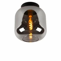 Suspension Verre Fumé-Luminaires Lucide Plafonnier Lucide JOANET Noir, 1 lumière