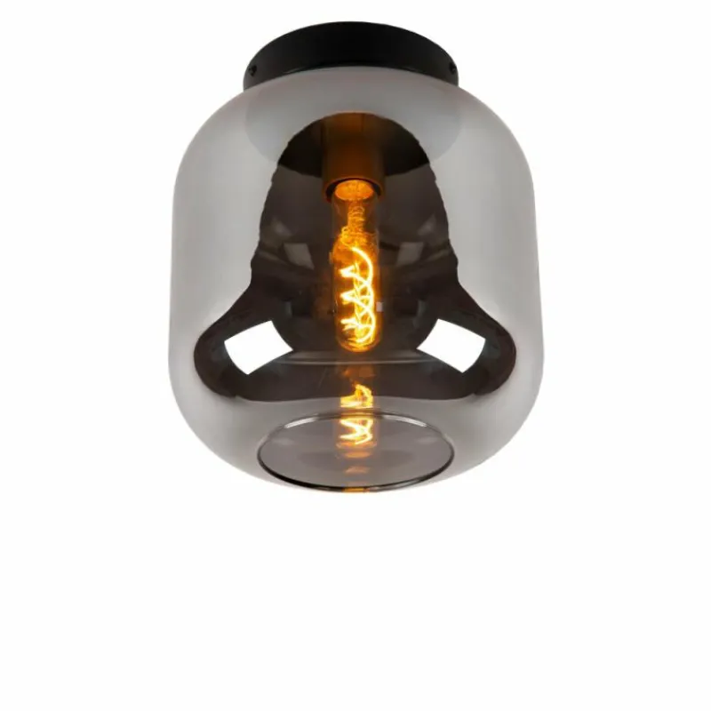 Suspension Verre Fumé-Luminaires Lucide Plafonnier Lucide JOANET Noir, 1 lumière