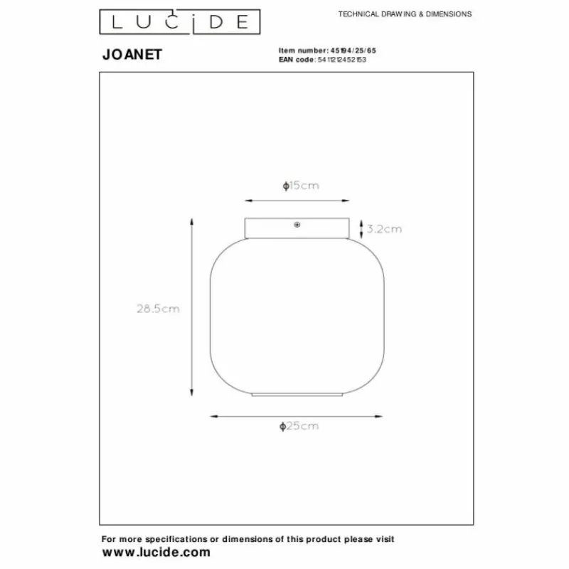 Suspension Verre Fumé-Luminaires Lucide Plafonnier Lucide JOANET Noir, 1 lumière