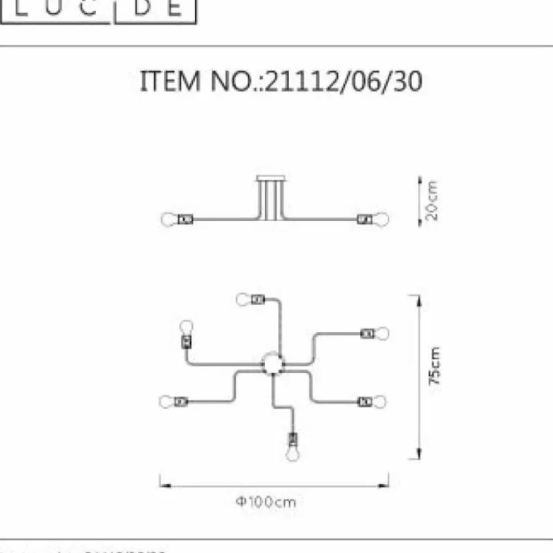 Luminaires Lucide Plafonnier Lucide LESTER Noir, 6 lumières* Plafonniers