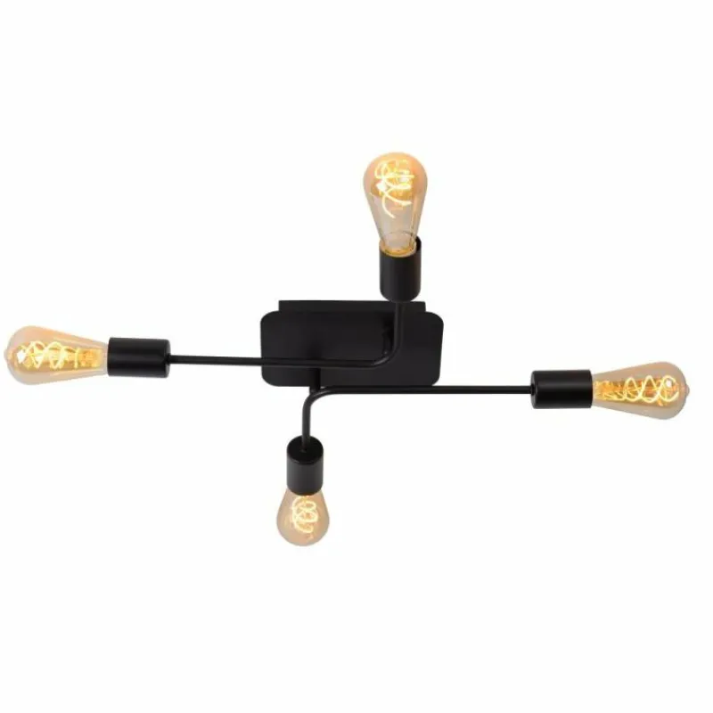 Lampes Vintages & Rétros-Luminaires Lucide Plafonnier Lucide LESTER Noir, 4 lumières