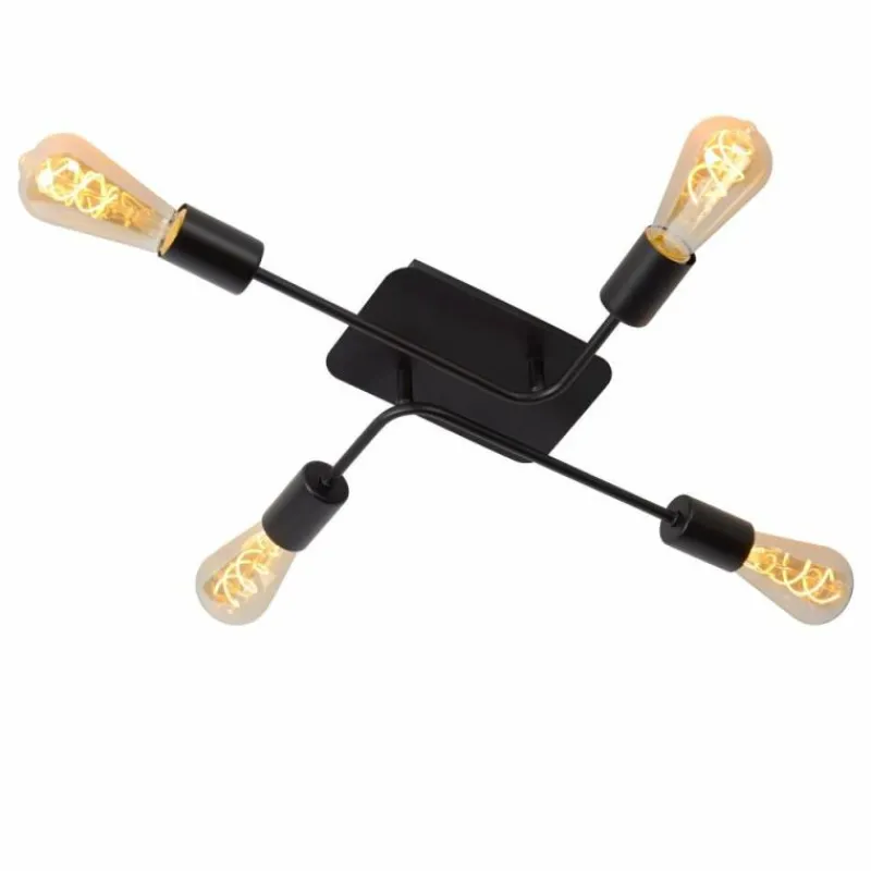 Lampes Vintages & Rétros-Luminaires Lucide Plafonnier Lucide LESTER Noir, 4 lumières