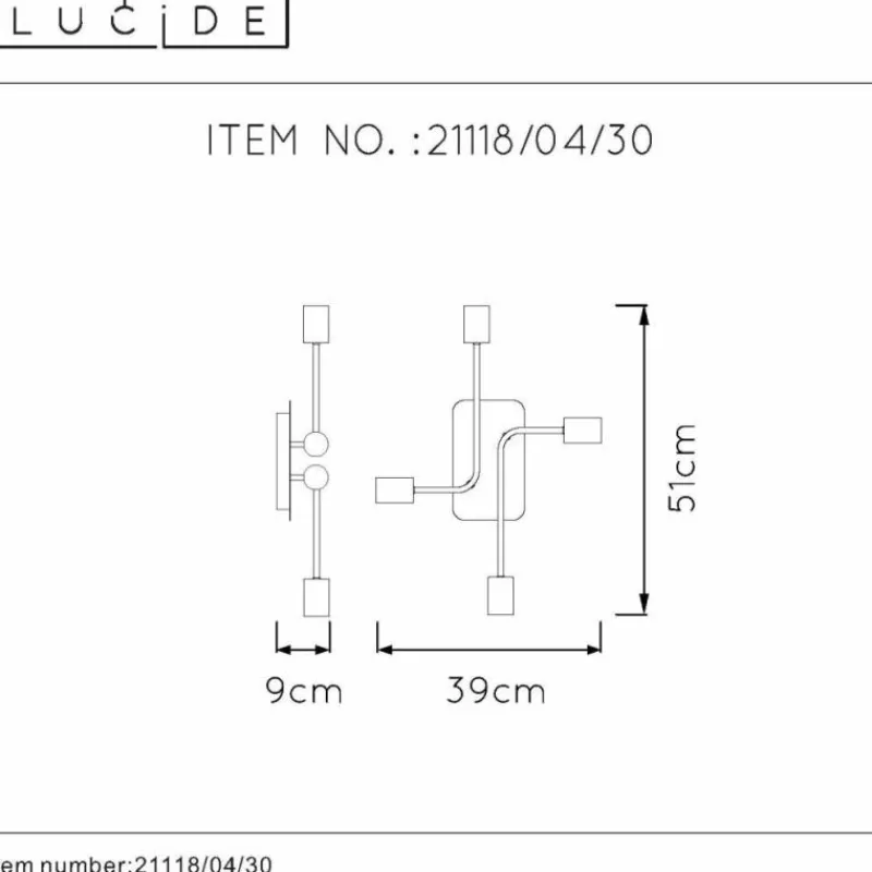 Lampes Vintages & Rétros-Luminaires Lucide Plafonnier Lucide LESTER Noir, 4 lumières