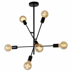 Lampes Vintages & Rétros-Luminaires Lucide Plafonnier Lucide LESTER Noir, 6 lumières