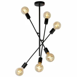 Lampes Vintages & Rétros-Luminaires Lucide Plafonnier Lucide LESTER Noir, 6 lumières