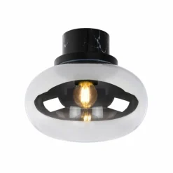 Luminaires Rustiques-Luminaires Lucide Plafonnier Lucide LORENA Aspect marbre, Noir, 1 lumière