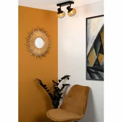 Lampes Dorées-Luminaires Lucide Plafonnier Lucide LUCAS Noir, 2 lumières