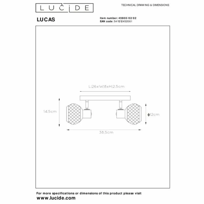 Lampes Dorées-Luminaires Lucide Plafonnier Lucide LUCAS Noir, 2 lumières