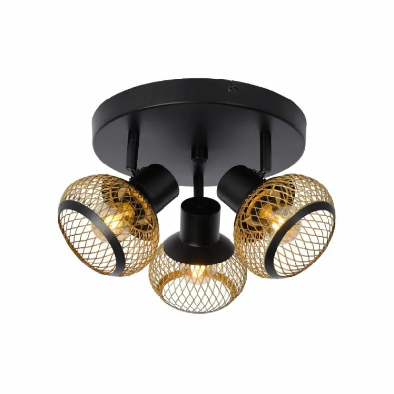 Lampes Dorées-Luminaires Lucide Plafonnier Lucide LUCAS Noir, 3 lumières