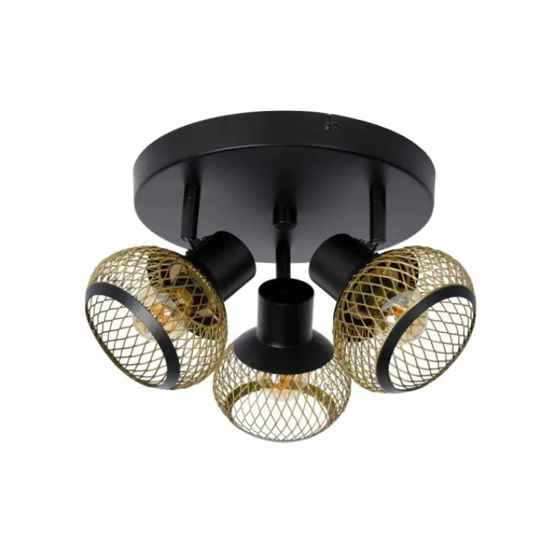 Lampes Dorées-Luminaires Lucide Plafonnier Lucide LUCAS Noir, 3 lumières