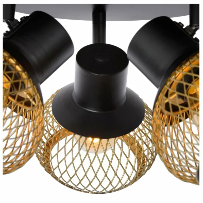 Lampes Dorées-Luminaires Lucide Plafonnier Lucide LUCAS Noir, 3 lumières