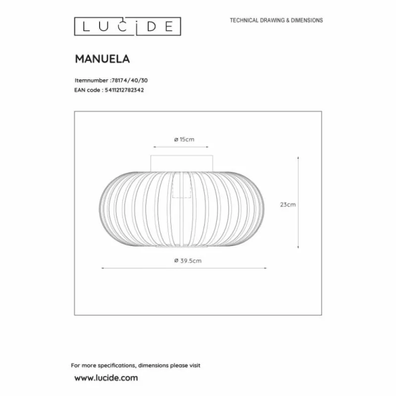 Lampes Vintages & Rétros-Luminaires Lucide Plafonnier Lucide MANUELA Noir, 1 lumière