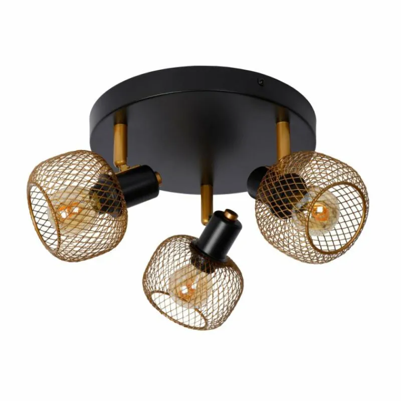 Lampes Dorées-Luminaires Lucide Plafonnier Lucide MAREN Or, Laiton, Noir, 3 lumières