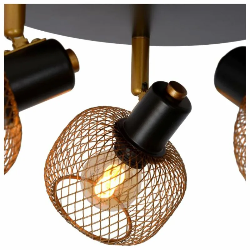 Lampes Dorées-Luminaires Lucide Plafonnier Lucide MAREN Or, Laiton, Noir, 3 lumières