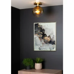 Suspension Verre Fumé-Luminaires Lucide Plafonnier Lucide MARIUS Laiton, 1 lumière