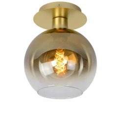 Suspension Verre Fumé-Luminaires Lucide Plafonnier Lucide MARIUS Laiton, 1 lumière