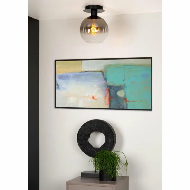 Suspension Verre Fumé-Luminaires Lucide Plafonnier Lucide MARIUS Noir, 1 lumière