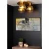 Suspension Verre Fumé-Luminaires Lucide Plafonnier Lucide MARIUS Laiton, 3 lumières