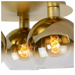 Suspension Verre Fumé-Luminaires Lucide Plafonnier Lucide MARIUS Laiton, 3 lumières