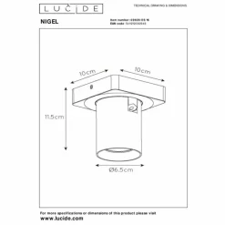 Luminaires Lucide Plafonnier Lucide NIGEL LED Acier inoxydable, Noir, 1 lumière* Spots Et Projecteurs