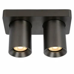 Luminaires Lucide Plafonnier Lucide NIGEL LED Acier inoxydable, Noir, 2 lumières* Spots Et Projecteurs