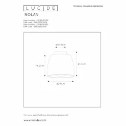 Luminaires Rustiques-Luminaires Lucide Plafonnier Lucide NOLAN Noir, 1 lumière