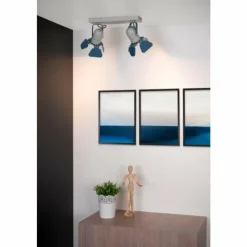 Luminaires Lucide Plafonnier Lucide PICTO Bleu, Gris, 2 lumières* Plafonniers