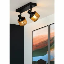 Lampes Dorées-Luminaires Lucide Plafonnier Lucide RAFA Noir, 2 lumières