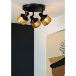 Lampes Dorées-Luminaires Lucide Plafonnier Lucide RAFA Noir, 3 lumières