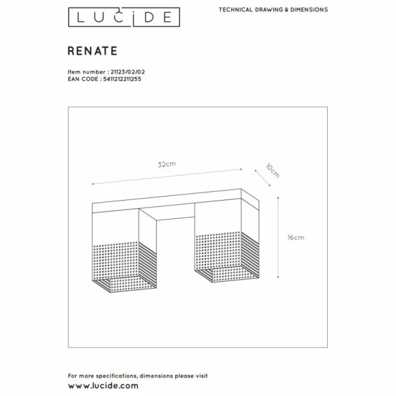 Lampes Dorées-Luminaires Lucide Plafonnier Lucide RENATE Noir, 2 lumières
