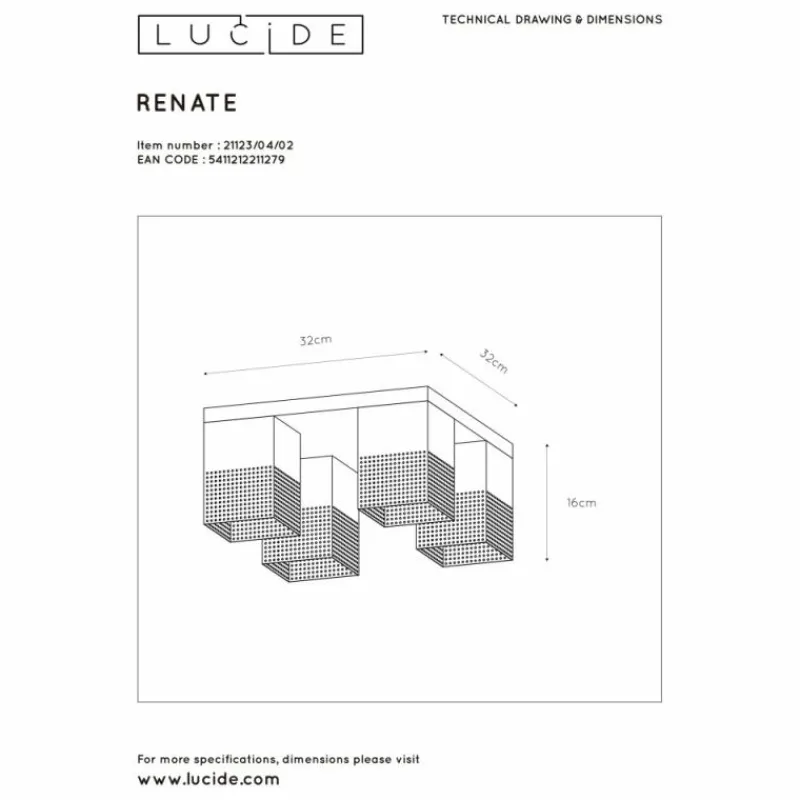 Lampes Dorées-Luminaires Lucide Plafonnier Lucide RENATE Noir, 4 lumières