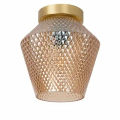 Suspension Verre Fumé-Luminaires Lucide Plafonnier Lucide ROSALIND Laiton, 1 lumière