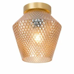 Suspension Verre Fumé-Luminaires Lucide Plafonnier Lucide ROSALIND Laiton, 1 lumière