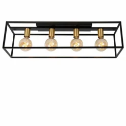 Lampes Dorées-Luminaires Lucide Plafonnier Lucide RUBEN Or, Laiton, Noir, 4 lumières