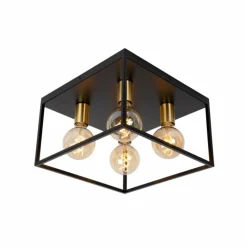 Lampes Dorées-Luminaires Lucide Plafonnier Lucide RUBEN Or, Laiton, Noir, 4 lumières