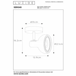 Luminaires Lucide Plafonnier Lucide SENSAS Noir, 1 lumière* Spots Et Projecteurs