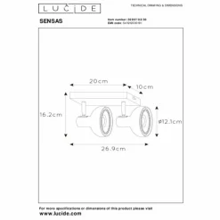 Luminaires Lucide Plafonnier Lucide SENSAS Noir, 2 lumières* Spots Et Projecteurs