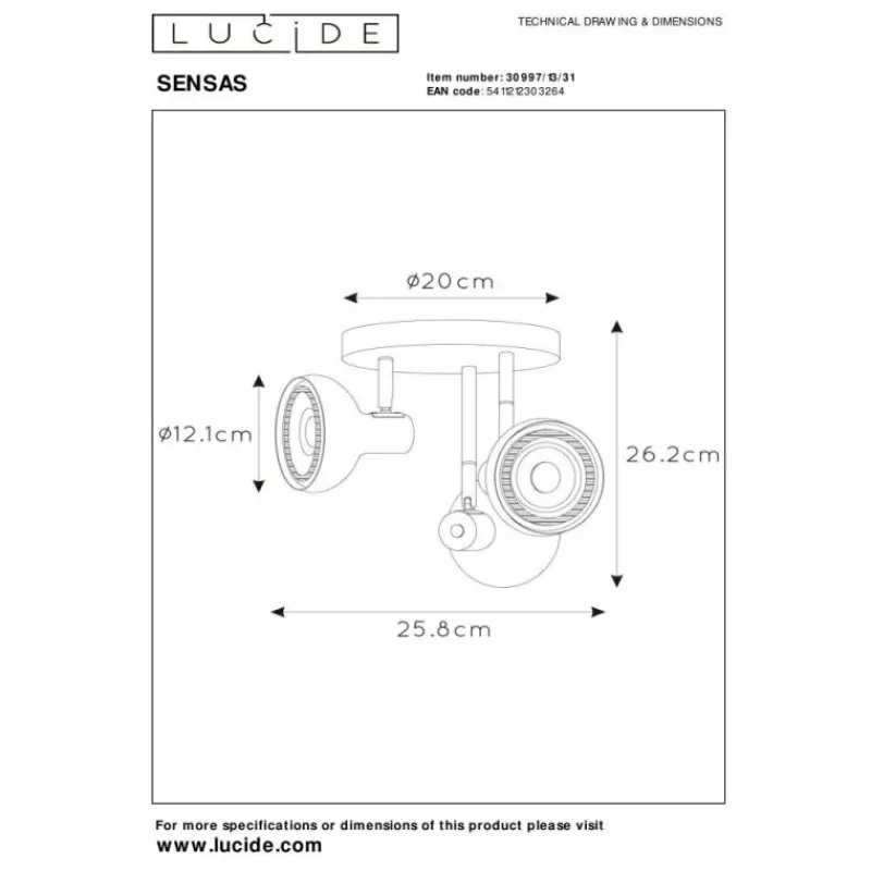 Luminaires Lucide Plafonnier Lucide SENSAS Blanc, 3 lumières* Spots Et Projecteurs